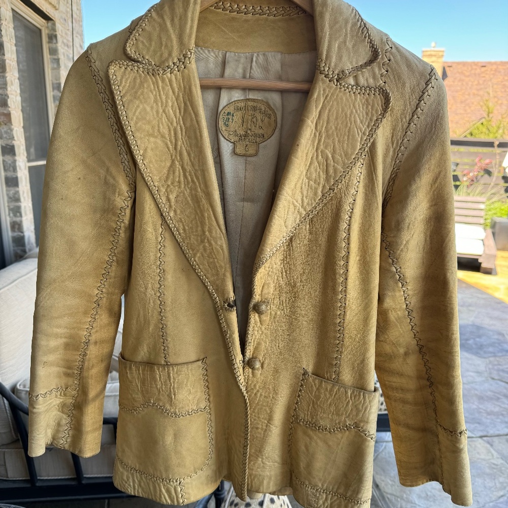 Vintage Handcrafted Hand Made Leather Jacket Blazer.